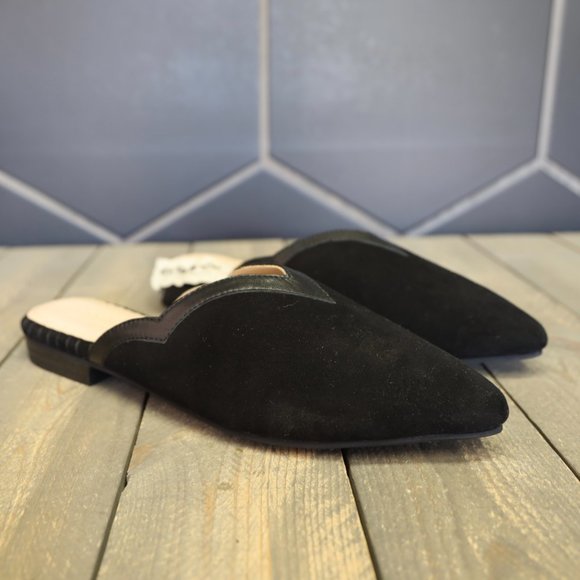 Rag & Co Orla Black Classic Suede Walking Mule Working Flats Casual Sandals - Picture 2 of 7